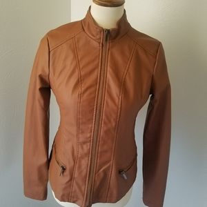 ASOS New Look Camel faux leather Moto jack…